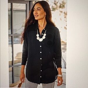 J Jill size XL Black Cotton Gauze Split Hem Tunic